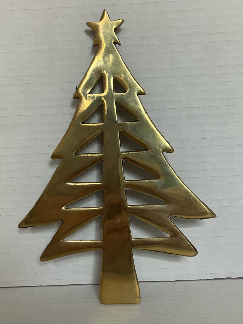 Cutout‎ Christmas Tree Trivet Brass Gold Tone 9 Inch